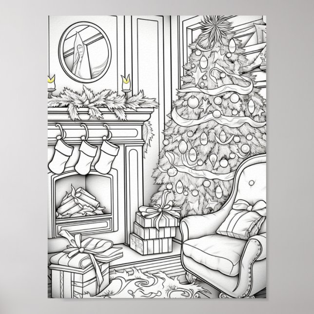 Poster Feliz Natal - Coloração de Adultos (Frente)