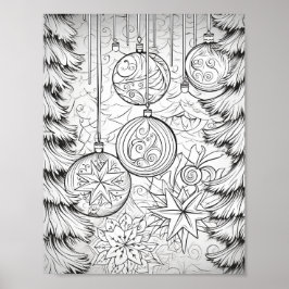 Poster Feliz Natal - Coloração de Adultos