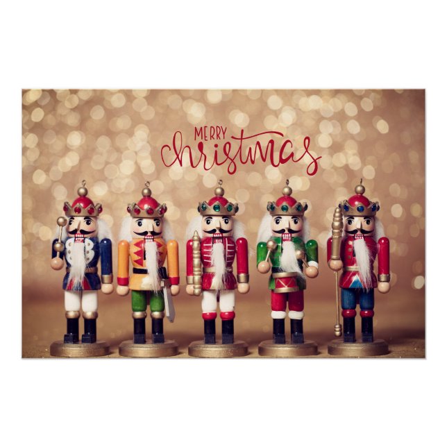 Póster Feliz Natal Coloridos Nutcrackers (Frente)