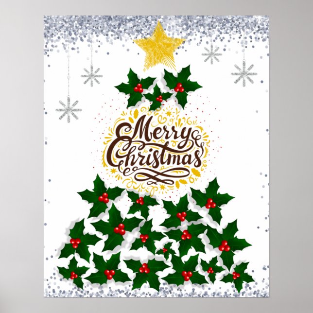 Poster Feliz Natal com árvore de Natal (Frente)