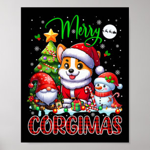 Poster Feliz Natal Corgi Papais noeis Cute Corgi Gnomo Sn