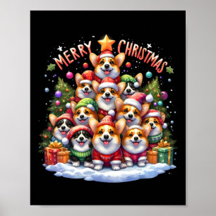 Poster Feliz Natal Corgmas Corgi Cachorro Árvore de Natal