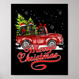 Poster Feliz Natal Dachshund Dog Papais noeis Reindeer