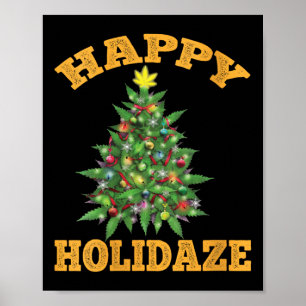 Poster Feliz Natal das Mulheres Engraçado Maconha Natal F