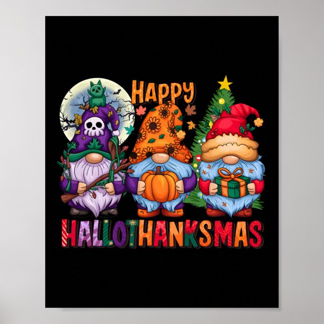 Poster Feliz Natal de Ação de Graças de Halloween HalloOb (Frente)