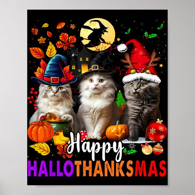 Poster Feliz Natal de Ação de Graças de Halloween HalloOb (Frente)