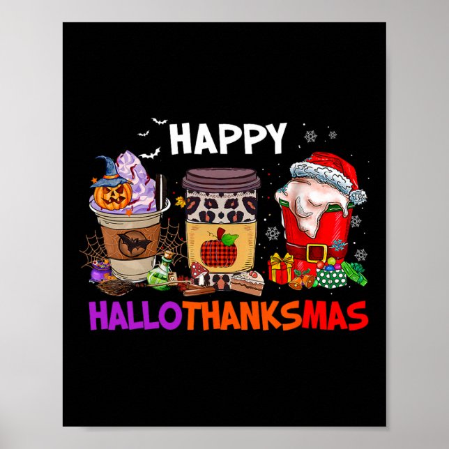 Poster Feliz Natal de Ação de Graças Hallothanksmas Café (Frente)