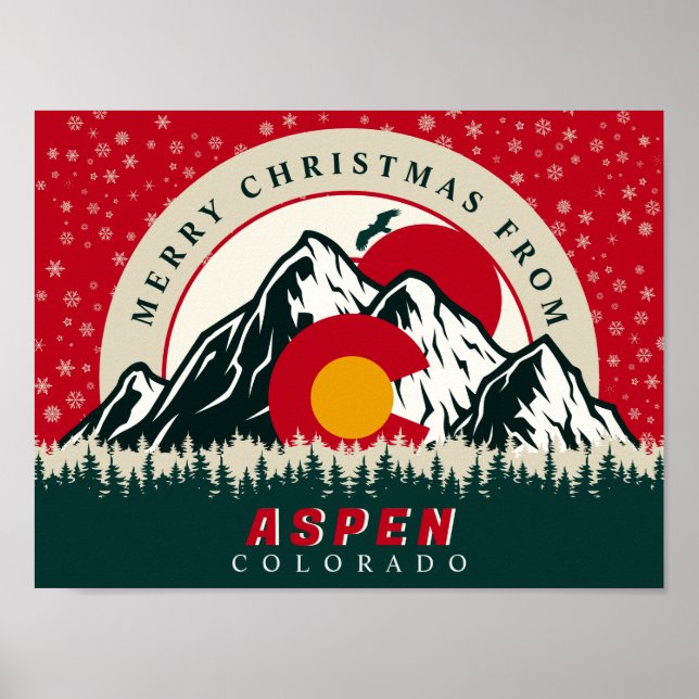 Poster Feliz Natal De Aspen Colorado Souvenirs (Frente)