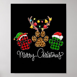 Poster Feliz Natal De Patas De Cão Luzes De Buffalo Xadre