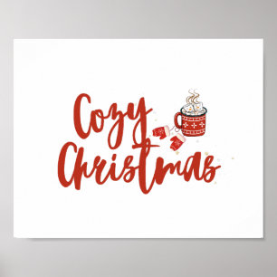Poster Feliz Natal: Design de chocolate quente e mittens