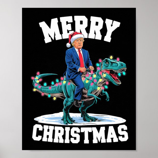 Poster Feliz Natal Dino Donald Trump Dinossaur T-rex X (Frente)