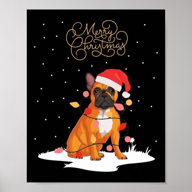 Poster Feliz Natal Diversão Xmas Natal Buldogue Francês (Frente)