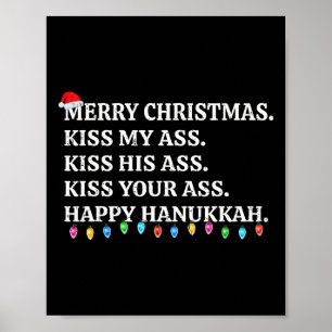 Poster Feliz Natal Divertido Beijo Meu Natal Homens e Mul