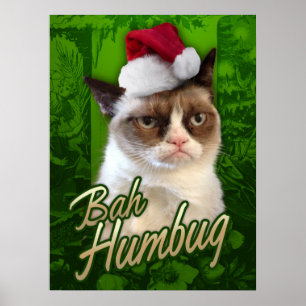 Póster Feliz Natal do gato/farsa mal-humorados de Bah