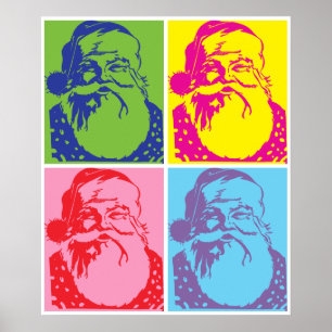 Póster Feliz Natal do pop art do papai noel
