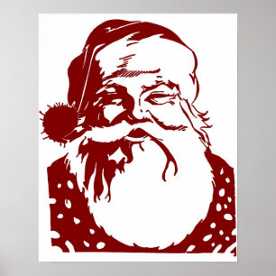 Póster Feliz Natal do pop art do papai noel vermelho