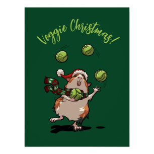 Póster Feliz Natal do Porco da Guiné! Sprout Juggler