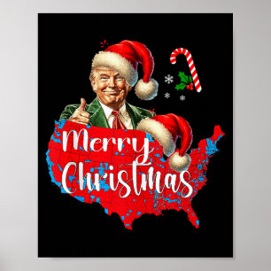 Poster Feliz Natal Donald Trump Mapa de Cobertura Vermelh