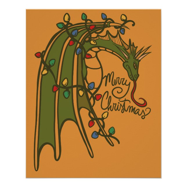 Póster Feliz Natal Dragão Geek Feriados (Frente)