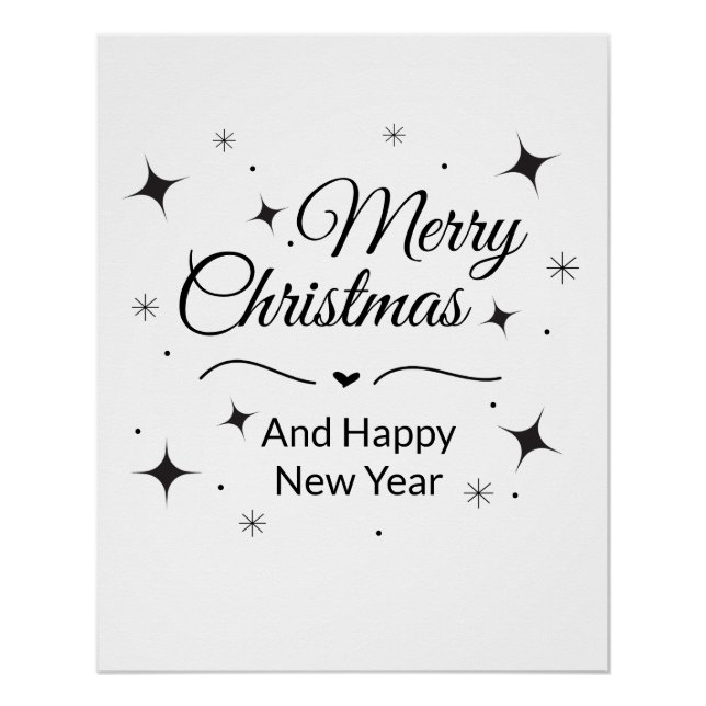 Póster Feliz Natal e Ano Novo elegante  (Frente)