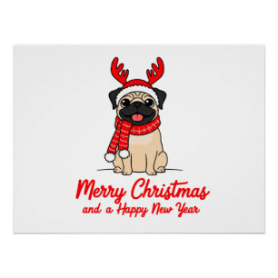 Póster feliz natal e feliz ano novo