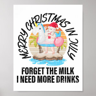 Poster Feliz Natal Em Julho Divertido Santa Havaiano Prai