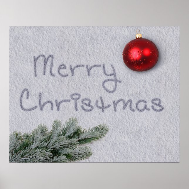 Poster Feliz Natal escrito na neve (Frente)