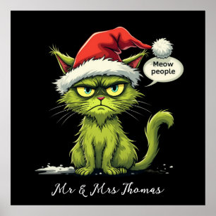 Poster Feliz Natal "Ew Pessoas" Amantes de Gato Feliz
