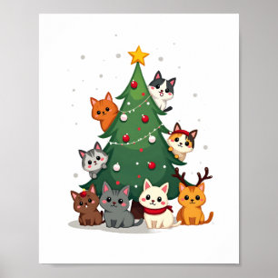 Poster Feliz Natal Felino Árvore de Natal Engraçada, Gato