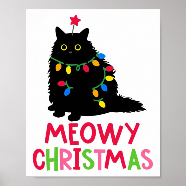 Poster Feliz Natal Feliz de Gato Catmas Família de Gatos  (Frente)