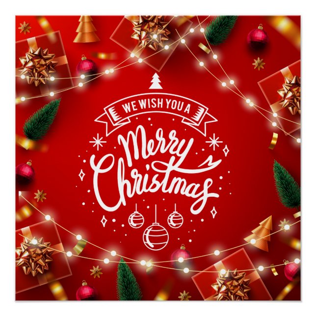 Póster Feliz Natal Festivo Decoração de Natal (Frente)