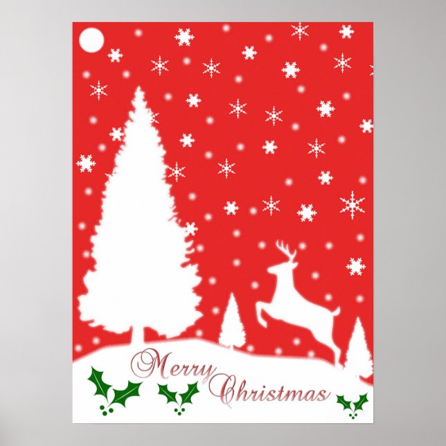 Poster Feliz Natal Flocos de Neve de inverno (Frente)