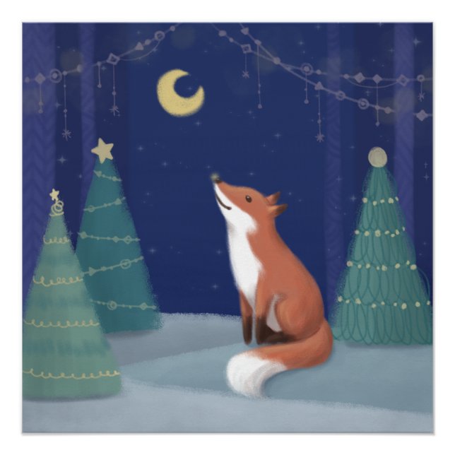 Póster Feliz Natal: Fox Illustration Art (Frente)
