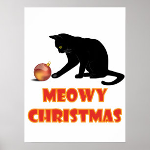 Poster Feliz Natal Gato Engraçado