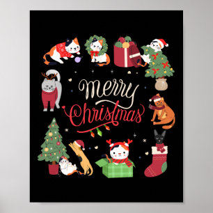 Poster Feliz Natal Gato Meninas de Natal Garotas Engraçad