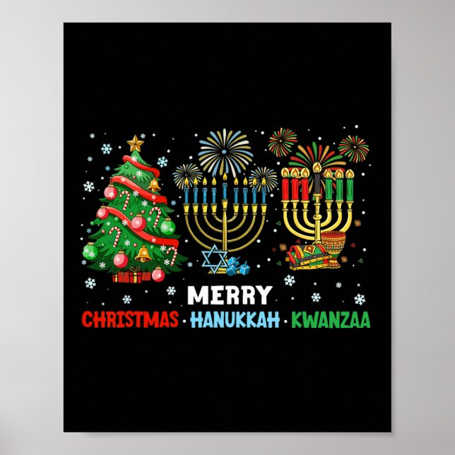 Poster Feliz Natal Hanukkah E Feliz Kwanzaa 1 (Frente)