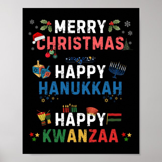 Poster Feliz Natal Hanukkah Feliz Kwanzaa 10 (Frente)