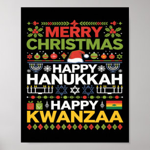 Poster Feliz Natal Hanukkah Feliz Kwanzaa 12
