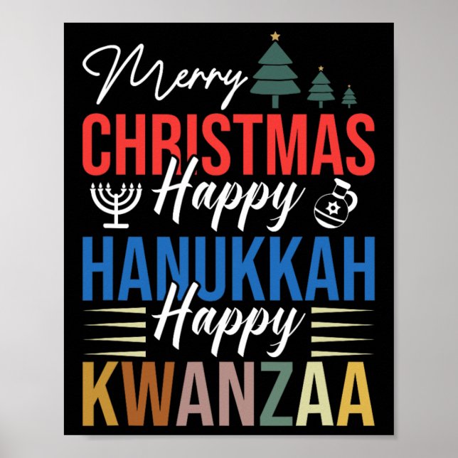 Poster Feliz Natal Hanukkah Feliz Kwanzaa 3 (Frente)
