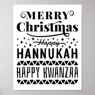 Poster Feliz Natal Hanukkah Happy Kwanzaa