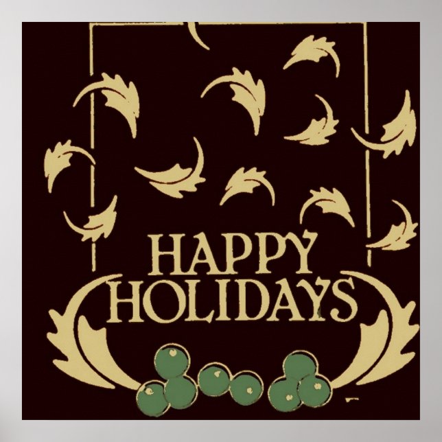 Póster Feliz Natal Holly (Frente)