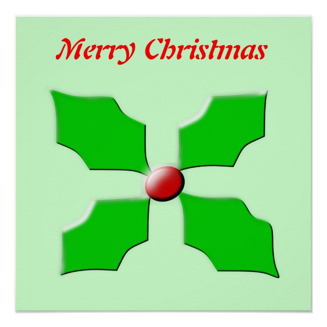 Póster Feliz Natal Holly Poster personalizável (Frente)