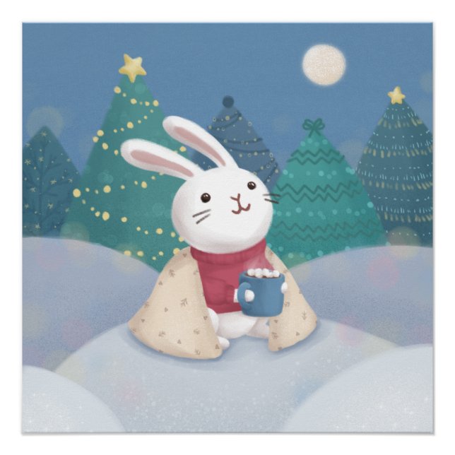 Póster Feliz Natal: Ilustração Coelhinha (Frente)