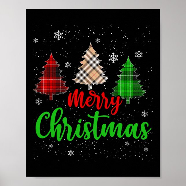Poster Feliz Natal Luz Vermelha Santa Hat Família Xmas M (Frente)
