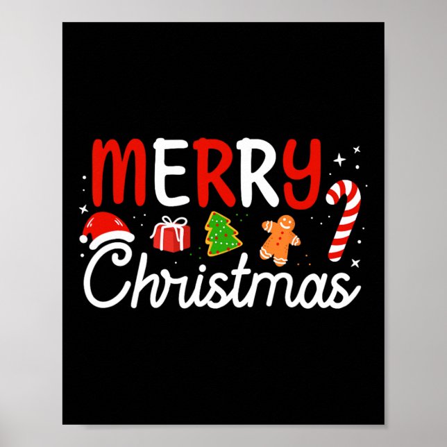 Poster Feliz Natal Luzes Santa Hat Família Xmas Homens W (Frente)