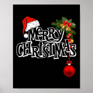 Poster Feliz Natal Luzes Santa Hat Família Xmas Homens W