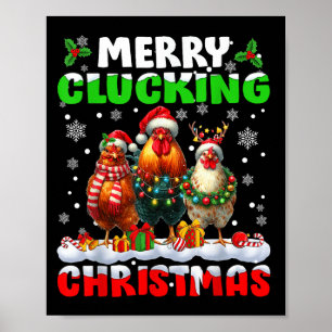 Poster Feliz Natal Maluco de Galinha Chapéu do Papai Noel