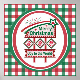 Poster Feliz Natal - Marquee Retro - Alegria ao Mundo