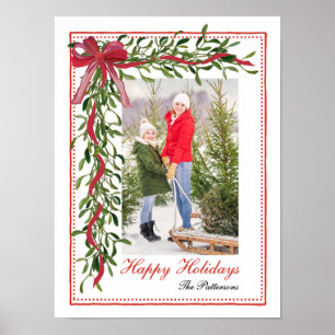 Poster Feliz Natal Mistletoe Foto da Família do Arco Verm