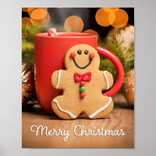 Poster Feliz Natal Pão de Gengibre Homem e Chocolate Que